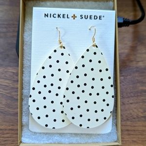 Nickel & Suede Polka Dot Teardrop Earrings
